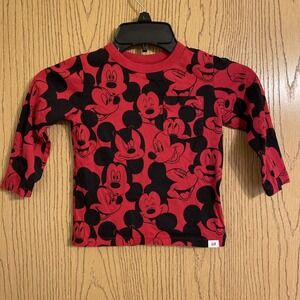 Baby Gap Disney Mickey Mouse Long Sleeve Shirt Red / Black Size 2T